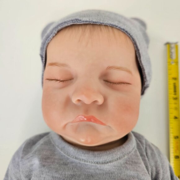 Realistic Newborn Baby Boy Doll Gray Outfit Soft Body 20 Inches Long - Picture 6 of 6